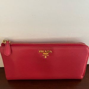 Prada Saffiano Long Pink Wallet